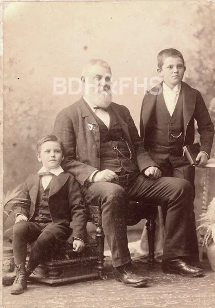 Patrick Lindesay Crawford Shepherd with his sons Arthur Crawford and Stanley Gordon, 1891.