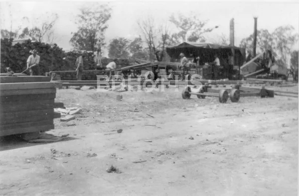 Construction work on the Moss Vale-Unanderra railway, around 1930.