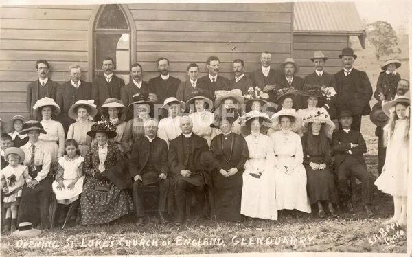 Clergy and parishioners at the 1911 opening of St Luke’s Church, Glenquarry.