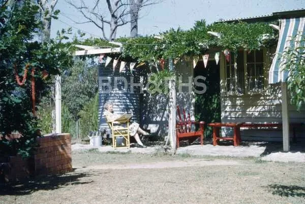 Olive Murray at the Murray family cottage, Willow Vale, Christmas 1953.