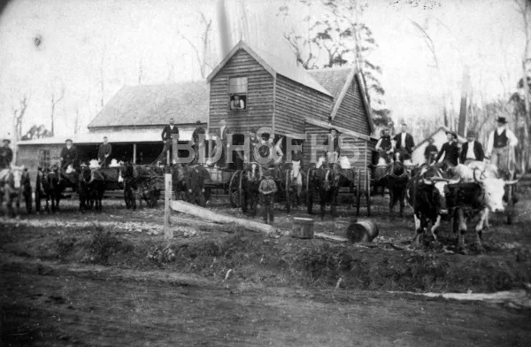 Workers and families at the Waratah Dairy Factory, East Kangaloon, 1891 to 1905.