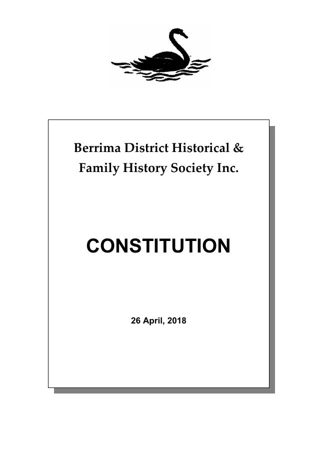 First page of Society constitution - 2018