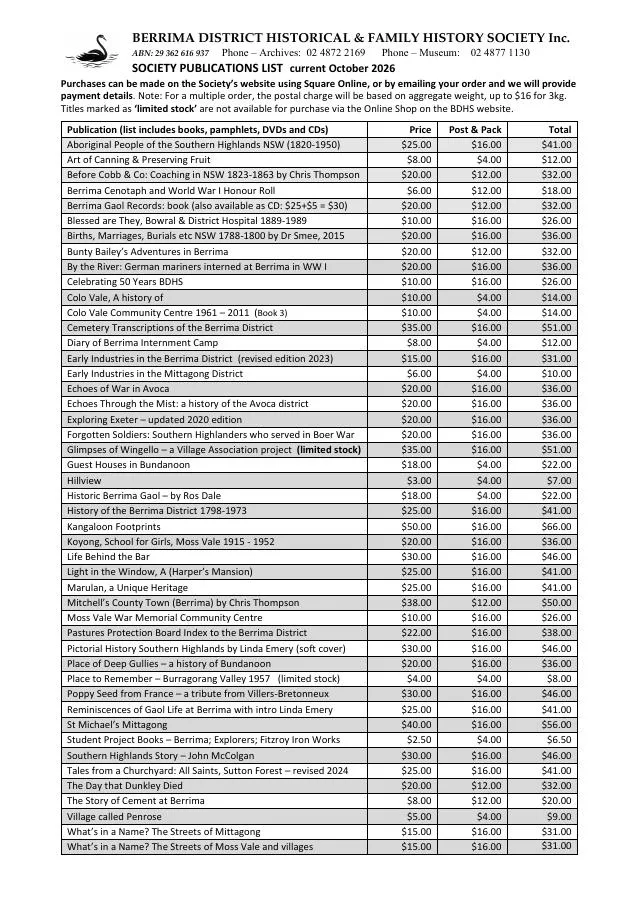 First page of Society publications list - October 2026