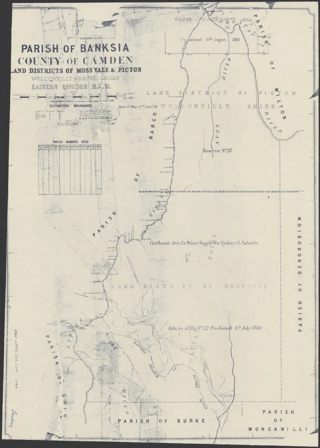 This sheet shows the Avon River and a water-supply catchment area before construction of Avon Dam. The ageing and faint original limit the clarity of some details; compare it with the 1970 edition.