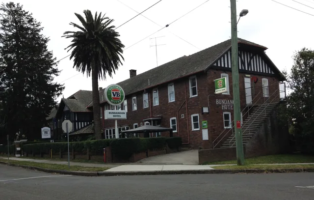 Bundanoon Hotel at the corner of Erith Street and Ellsmore Road.