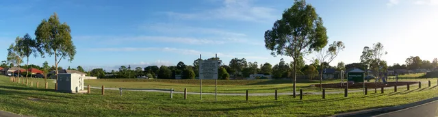 Panoramic colour view of Burrawang Street Park.