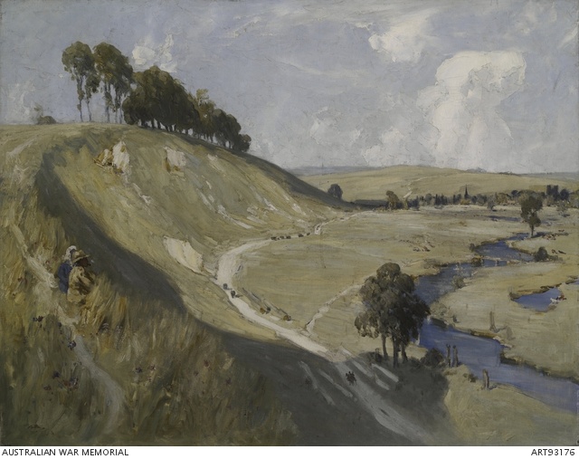 Painting of the Somme valley by A. Henry Fullwood