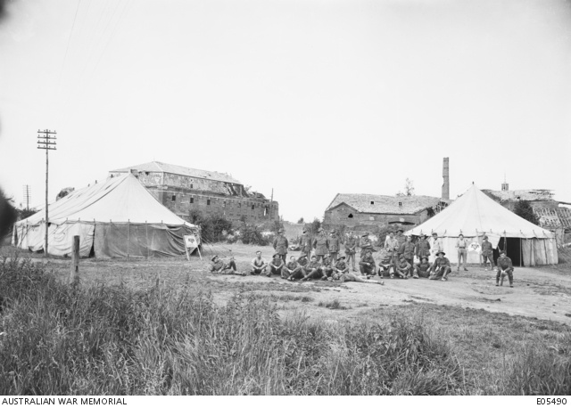 Members of the Australian Graves Detachment at the YMCA in Villers-Bretonneux
