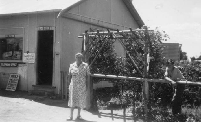 Vera McFarlane and her son at Aylmerton Post Office