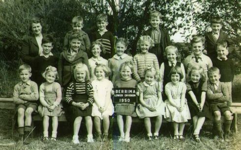 Berrima Public School lower division and teacher Mrs Schott in 1950