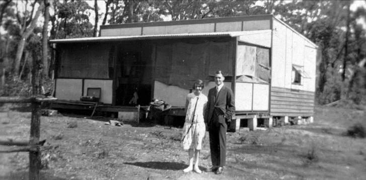 Olive and Bertram Murray outside their Willow Vale cottage in the 1930s