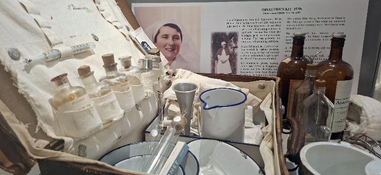 Naomi Oxley’s midwifery equipment displayed at Berrima District Museum