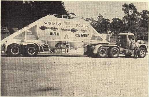 A bulk cement carrier leaving Berrima works